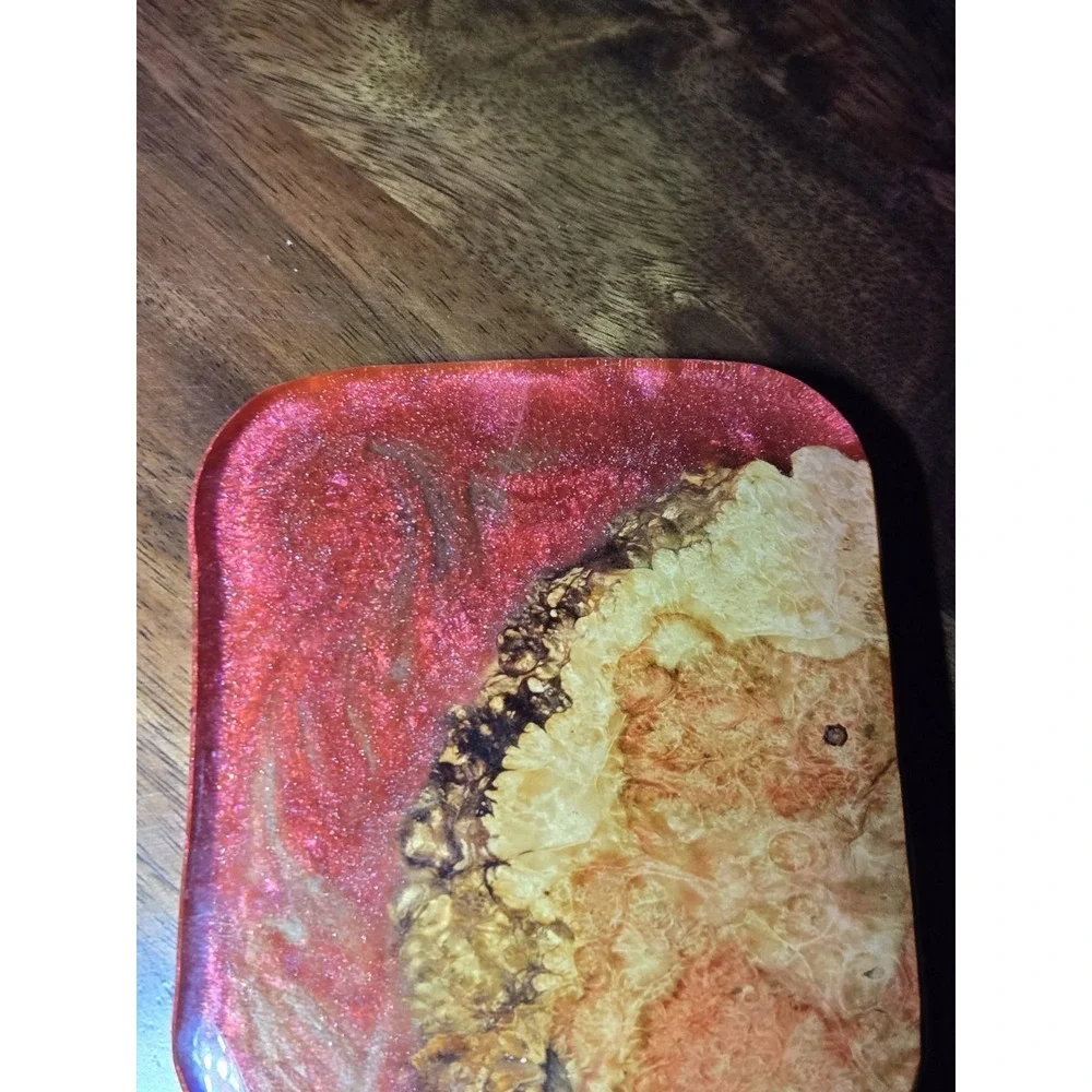 Unique Metallic Resin And Burl Wood Charchuterie Board